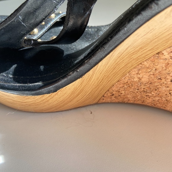 Black Jessica Simpson Wedges with Gold Studs - Picture 8 of 10